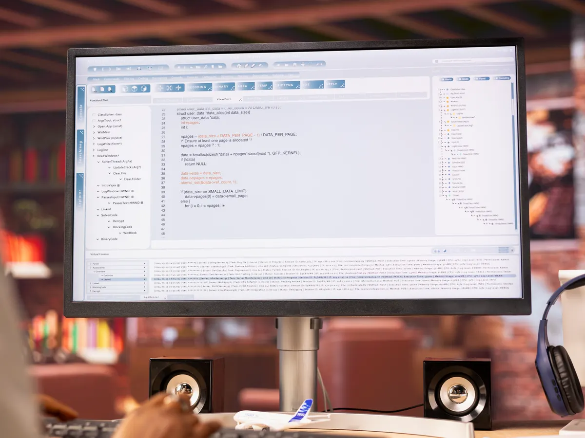 Lines of website code on a desktop monitor